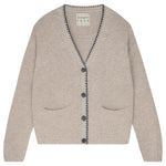 Blanket Stitch Cardigan in Brown/Navy