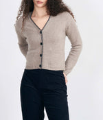 Blanket Stitch Cardigan in Brown/Navy