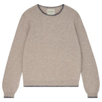 Blanket Stitch Crew Neck Jumper in Brown/Navy