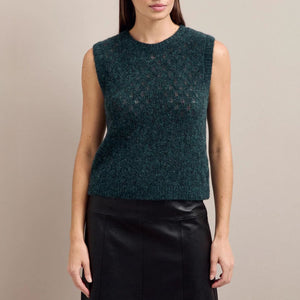 Jeanette Alpaca Blend Sleeveless Knit in Dark Green