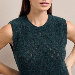 Jeanette Alpaca Blend Sleeveless Knit in Dark Green