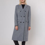 RINO & PELLE Jeeva Double Breasted Coat in Navy/Snow White