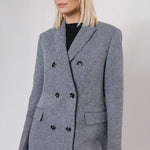 RINO & PELLE Jeeva Double Breasted Coat in Navy/Snow White