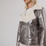 Juno Biker Jacket in Metallic Birch