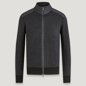 Kelby Zip Up Cardigan in Black/Charcoal