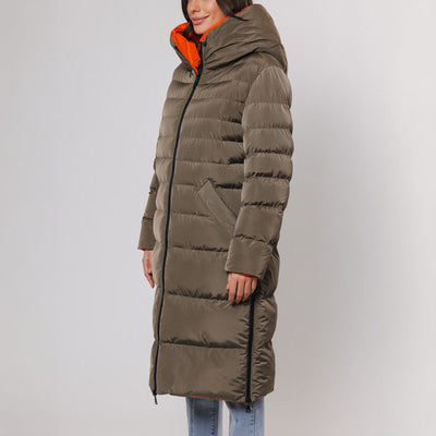 Keila Reversible Padded Coat in Hunter & Tango