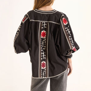 Lena Embroidered Blouse in Morella