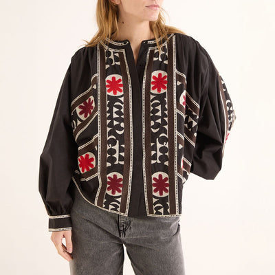 Lena Embroidered Blouse in Morella