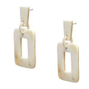 Horn Rectangle Drop Earrings in White/Natural