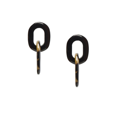 BRANCH JEWELLERY Black Natural Buffalo Horn Oval Link Earrings