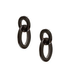 Oval Link Horn Earrings in Black/Natural