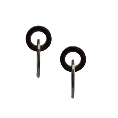 BRANCH JEWELLERY Oval Link Horn Earrings in Black/Natural