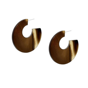 Large Flat Hoop Earrings in Brown/Natural