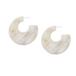 Large Flat Hoop Earrings in White/Natural