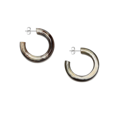 BRANCH JEWELLERY Rounded Horn Hoop Earrings in Black Natural