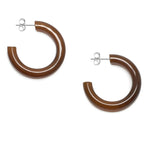 Rounded Horn Hoop Earrings in Brown Natural