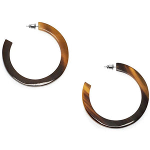 Classic Horn Hoop Earrings in Brown/Natural