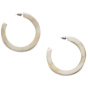 Classic Horn Hoop Earrings in White/Natural