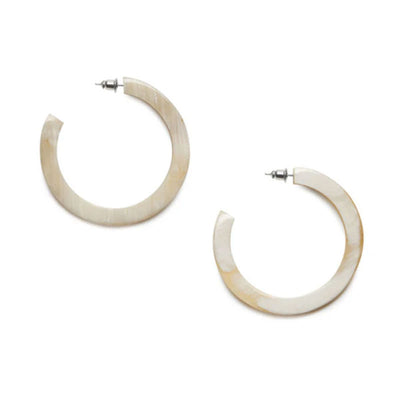 BRANCH JEWELLERY Classic Horn Hoop Earrings in White/Natural