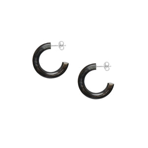 Black Natural Small Rounded Hoop Horn Earrings