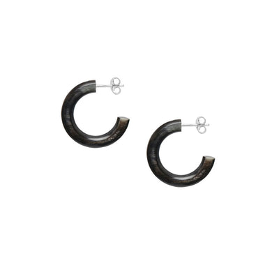 BRANCH JEWELLERY Black Natural Small Rounded Hoop Horn Earrings