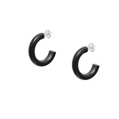 BRANCH JEWELLERY Black Natural Small Rounded Hoop Horn Earrings