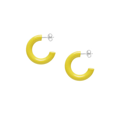 Chartreuse Small Rounded Hoop Horn Earrings