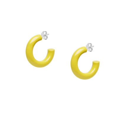 Chartreuse Small Rounded Hoop Horn Earrings