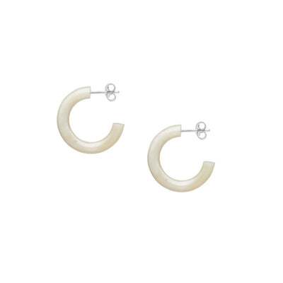 BRANCH JEWELLERY White Natural Small Rounded Hoop Horn Earrings