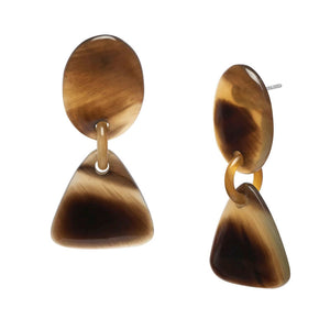 Triangular Horn Drop Earrings in Brown Natural