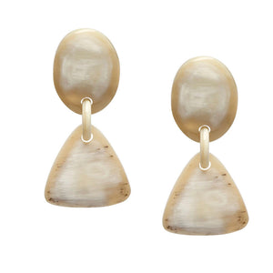 Triangular Horn Drop Earrings in White Natural