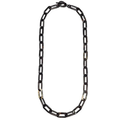 BRANCH JEWELLERY Black Natural Buffalo Horn Rectangular 90cm Long Link Necklace