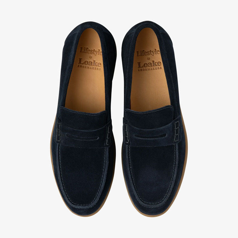 LOAKE Lucca Suede Loafers in Navy