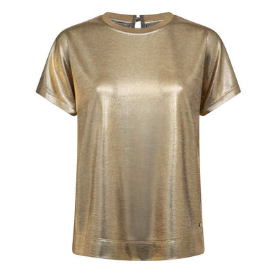 MOS MOSH Nivola O-neck Metallic Tee in Gold