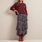 Lainey Back Button Cashmere Jumper in Burgundy