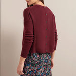 Lainey Back Button Cashmere Jumper in Burgundy