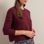 Lainey Back Button Cashmere Jumper in Burgundy