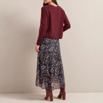 Lainey Back Button Cashmere Jumper in Burgundy