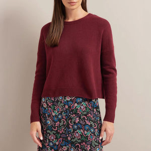 Lainey Back Button Cashmere Jumper in Burgundy