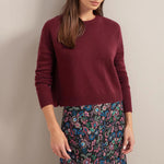 Lainey Back Button Cashmere Jumper in Burgundy