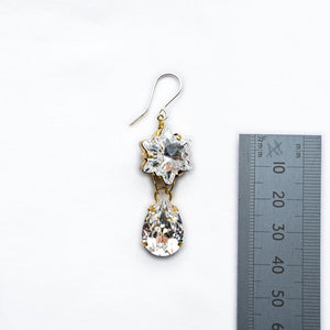 Large Bling Flower & Teardrop Earrings in Crystal