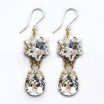 Large Bling Flower & Teardrop Earrings in Crystal