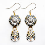 Large Bling Hexagon & Teardrop Earrings in Crystal