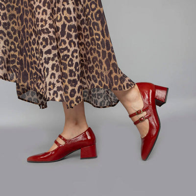 Laura Low Heeled Shoes in Brick Patent