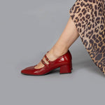 Laura Low Heeled Shoes in Brick Patent