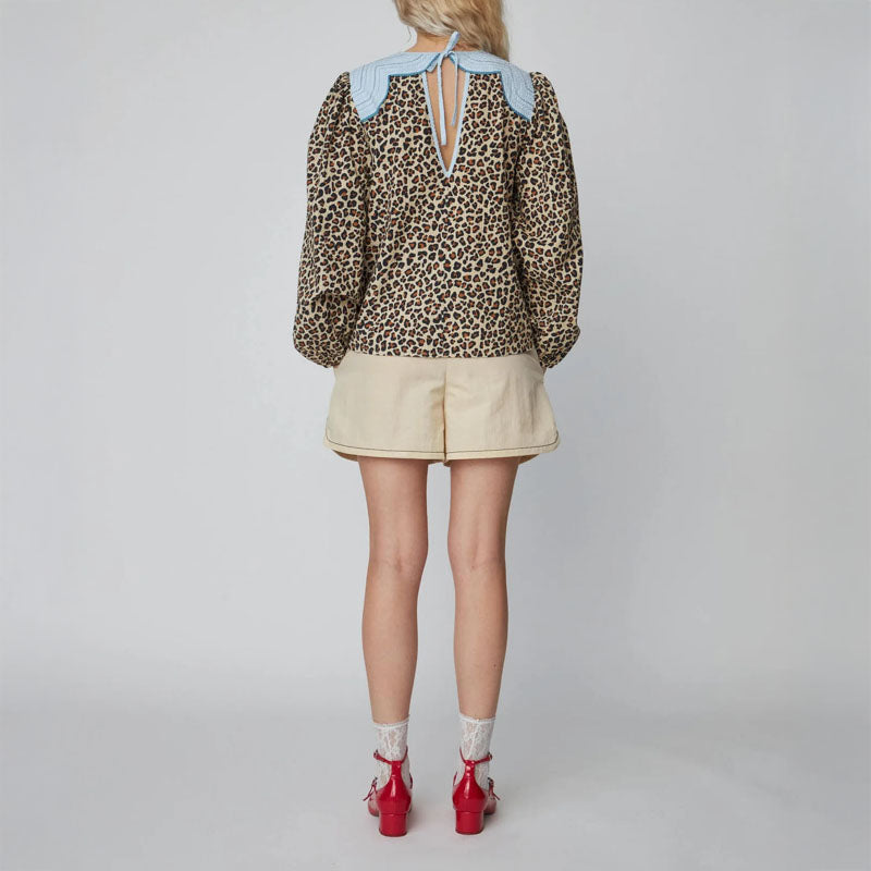 Leopard Blouse with Embroidery in Leopard