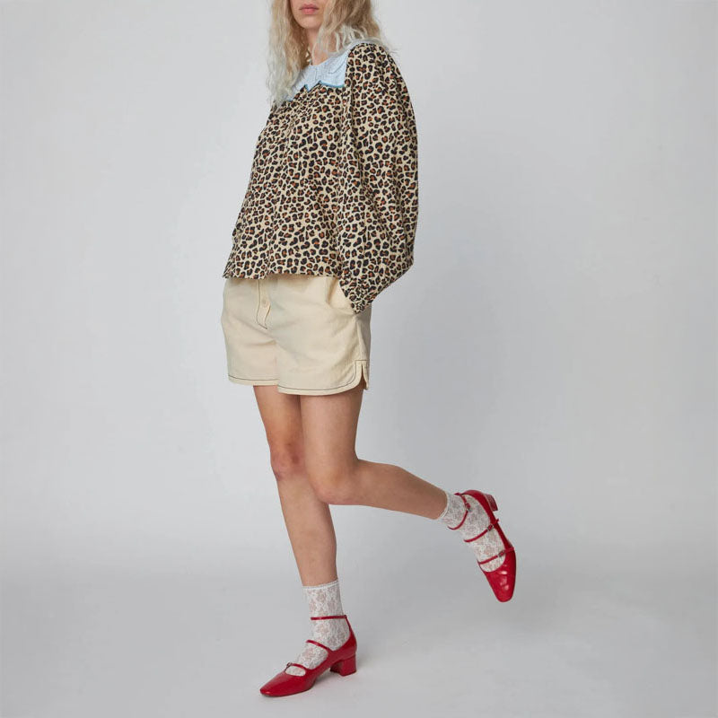 Leopard Blouse with Embroidery in Leopard