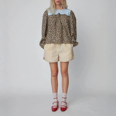 Leopard Blouse with Embroidery in Leopard