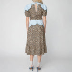 Leopard Midi Dress with Embroidery in Leopard