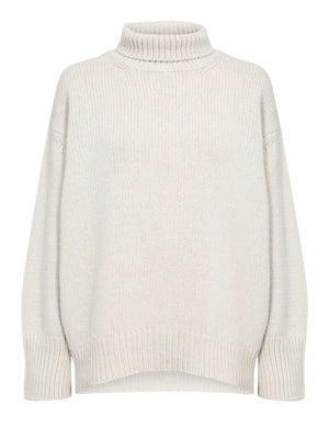 Perle 3 Roll Neck Merino Cashmere Jumper in Silver Lining